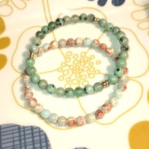 INDIGO HEALS SET OF 6MM JASPER BRACELETS